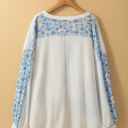  Eliana Floral Patchwork V Neck Blouse