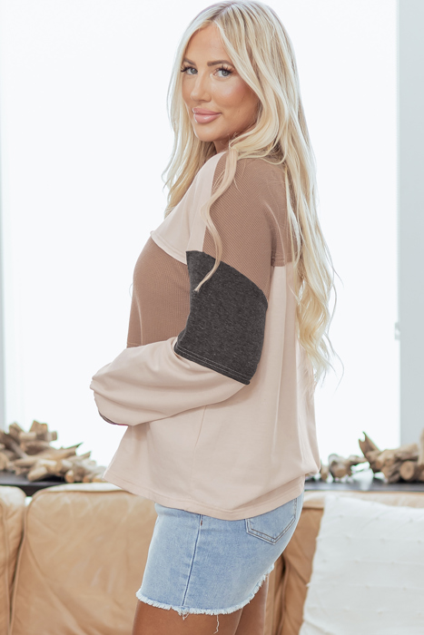 Eliana Patchwork Loose Henley Top