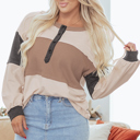  Eliana Patchwork Loose Henley Top