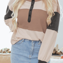  Eliana Patchwork Loose Henley Top