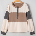  Eliana Patchwork Loose Henley Top