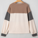  Eliana Patchwork Loose Henley Top