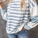 Blue XXL Elina Striped Pullover Sweatshirt