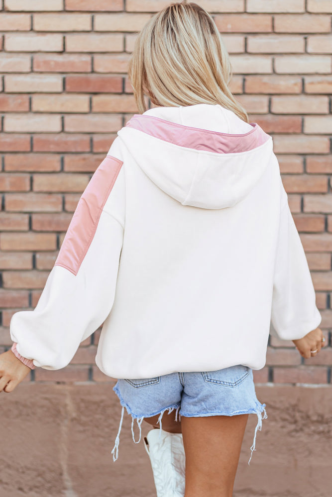 Eliza Patchwork Half Zip Oversized Sherpa Hoodie