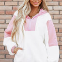  Eliza Patchwork Half Zip Oversized Sherpa Hoodie