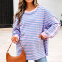 Sky Blue Stripe Small Eliza Stripe Oversize Casual Top