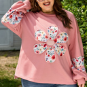  Elizabeth applique Drop Shoulder Sweatshirt