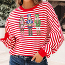 Red Stripe Medium Elizabeth Patched Drop Shoulder Top