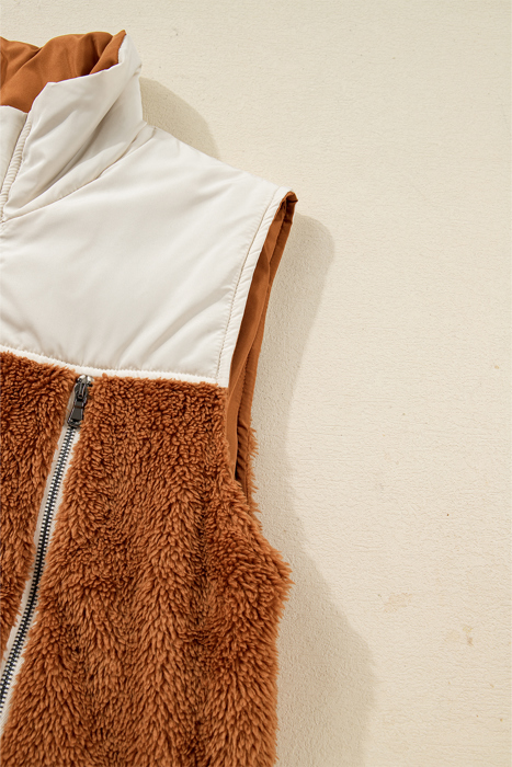 Elizabeth Patchwork Zipper Stand Vest