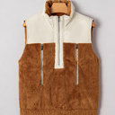 Chestnut Medium Elizabeth Patchwork Zipper Stand Vest