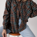 Brown Small Elizabeth Plaid Print Chest Shirt