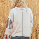  Elizabeth Striped Waffle Exposed Seam Casual Knit Top
