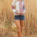  Elizabeth Striped Waffle Exposed Seam Casual Knit Top