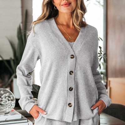 Ella 3 Pieces Rib Crop Camisole Set with Cardigan