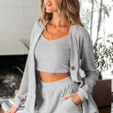  Ella 3 Pieces Rib Crop Camisole Set with Cardigan