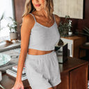  Ella 3 Pieces Rib Crop Camisole Set with Cardigan