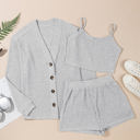  Ella 3 Pieces Rib Crop Camisole Set with Cardigan