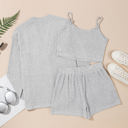  Ella 3 Pieces Rib Crop Camisole Set with Cardigan