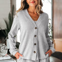 Light Grey XL Ella 3 Pieces Rib Crop Camisole Set with Cardigan