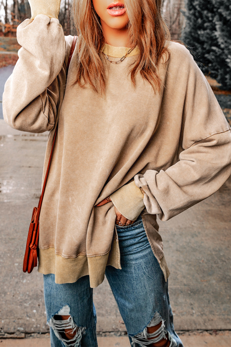 Ella Ribbed Trim Oversized Sweatshirt