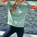  Ella Striped Sleeve Loose Sweatshirt