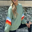  Ella Striped Sleeve Loose Sweatshirt