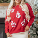Red Large Ellayara Patched Dropped Shoulder Sweatshirt
