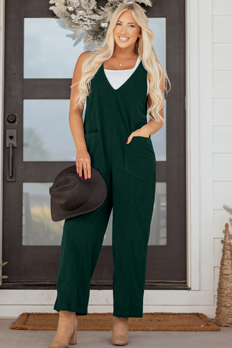 Elle Corduroy Patched Sleeveless Jumpsuit