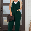 Evergreen XL Elle Corduroy Patched Sleeveless Jumpsuit