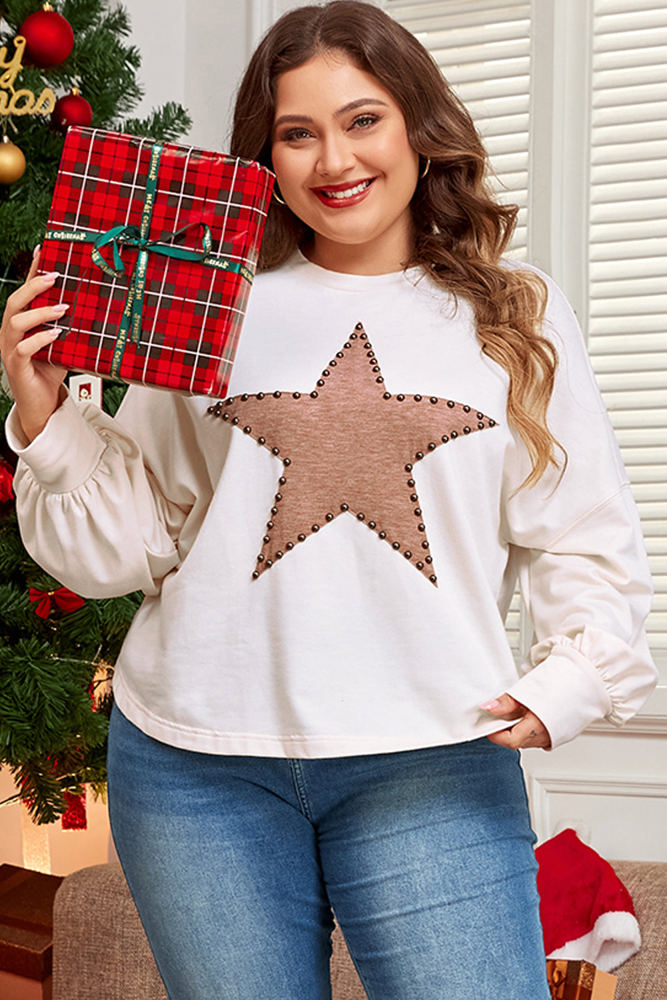 Elliana Star Crew Neck Plus Size Top