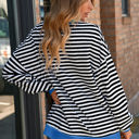  Elliana Stripe Crossed Stitch Drop Shoulder Sweatshirt