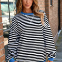  Elliana Stripe Crossed Stitch Drop Shoulder Sweatshirt