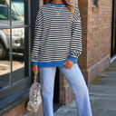  Elliana Stripe Crossed Stitch Drop Shoulder Sweatshirt