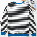  Elliana Stripe Crossed Stitch Drop Shoulder Sweatshirt