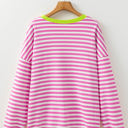  Elliana Stripe Crossed Stitch Drop Shoulder Sweatshirt