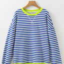 Sky Blue Stripe XXL Elliana Stripe Crossed Stitch Drop Shoulder Sweatshirt