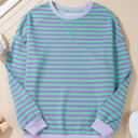 Blue Stripe Medium Elliana Stripe Crossed Stitch Drop Shoulder Sweatshirt