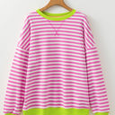 Rose Red Medium Elliana Stripe Crossed Stitch Drop Shoulder Sweatshirt