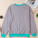 Racing Red XXL Elliana Stripe Crossed Stitch Drop Shoulder Sweatshirt