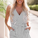  Ellianna Striped Print Wrap Sleeveless Romper