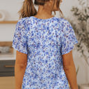  Ellie Flutter Sleeve V Neck Floral Blouse