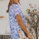  Ellie Flutter Sleeve V Neck Floral Blouse