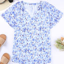  Ellie Flutter Sleeve V Neck Floral Blouse