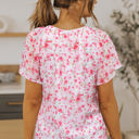  Ellie Flutter Sleeve V Neck Floral Blouse
