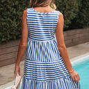  Ellie Stripe U Neck Sleeveless Loose Fit Mini Dress