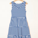  Ellie Stripe U Neck Sleeveless Loose Fit Mini Dress