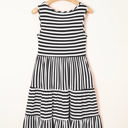  Ellie Stripe U Neck Sleeveless Loose Fit Mini Dress