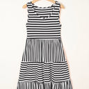 Black Stripe XL Ellie Stripe U Neck Sleeveless Loose Fit Mini Dress