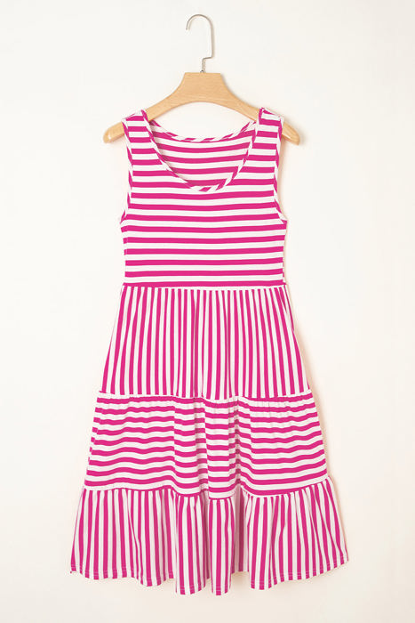 Ellie Stripe U Neck Sleeveless Loose Fit Mini Dress