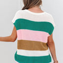  Elliot Color Block Notch V Neck Sweater Top